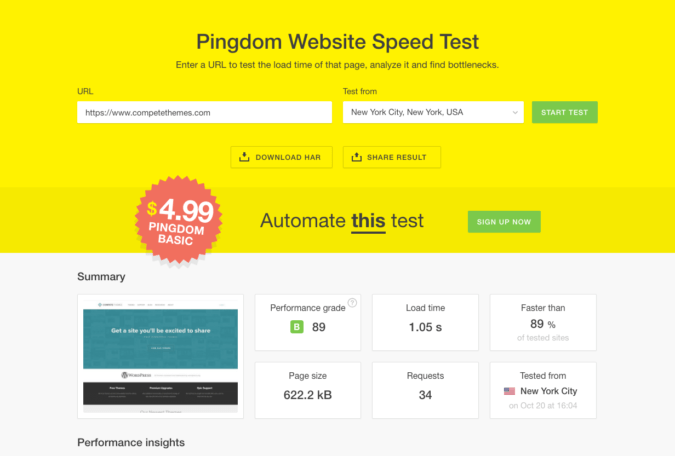 tools.pingdom.com screenshot - homepage