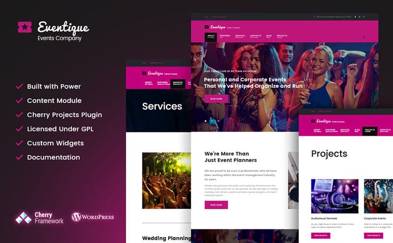 Eventique events company WordPress theme