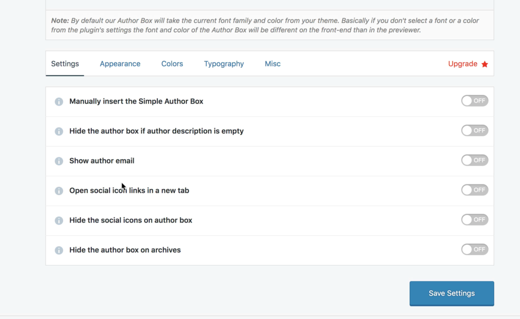 Author Box Settings