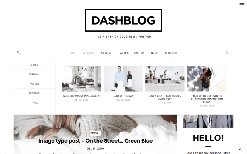 DashBlog theme with mega menus