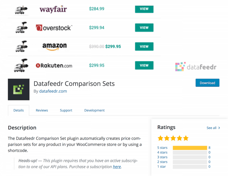 Datafeedr Comparison Sets