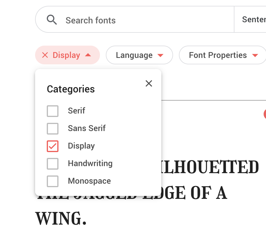 Display Fonts Selected