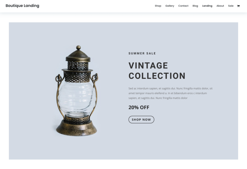 Divi boutique template