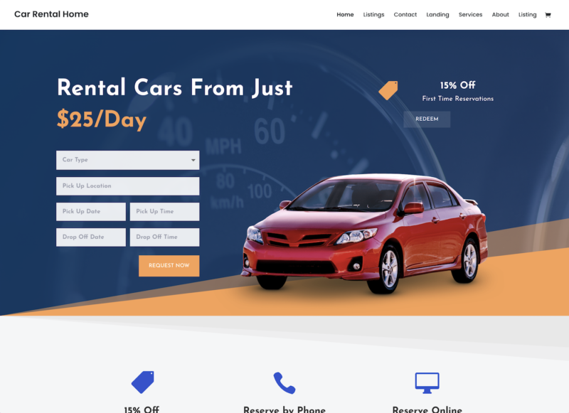 Divi car rental template