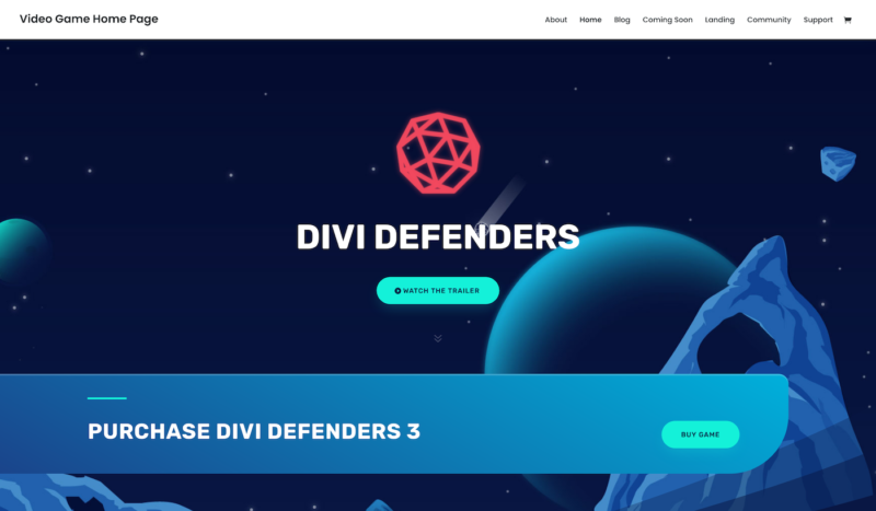 Divi game developer layout