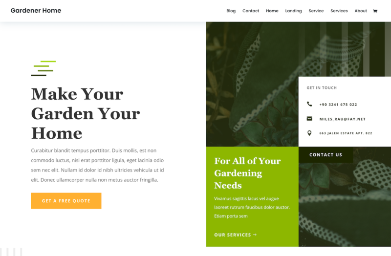 Divi gardening template