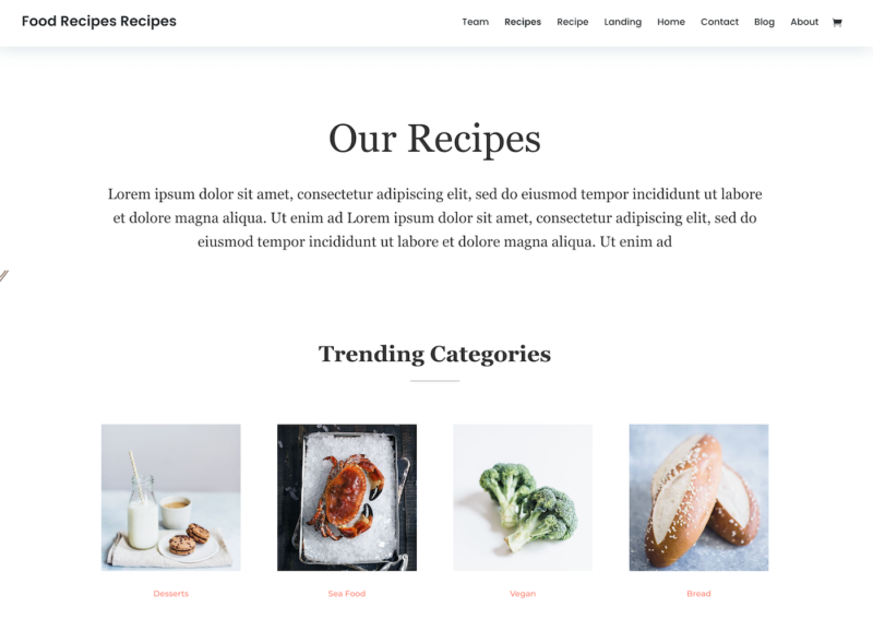 Divi recipes template