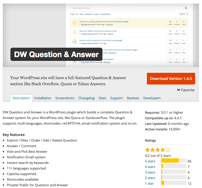 DW Question and Answer screenshot