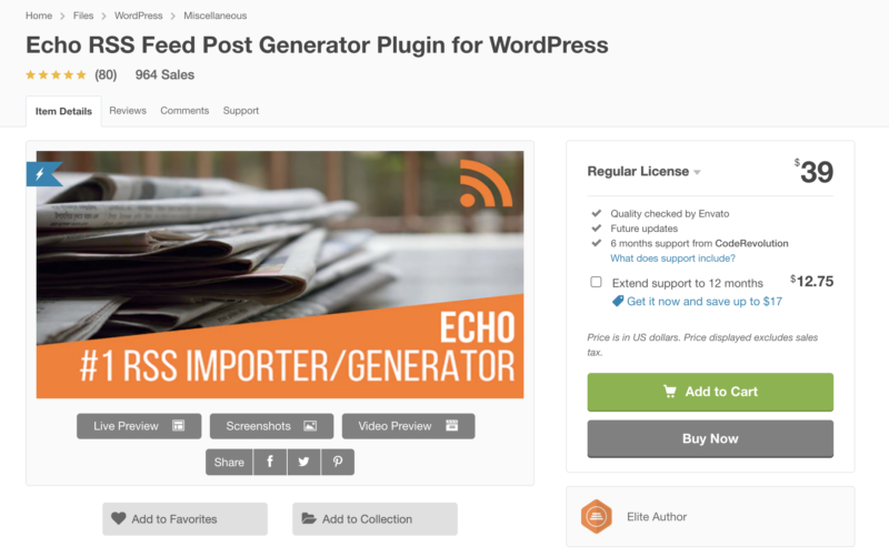 Echo RSS Feed Post Generator