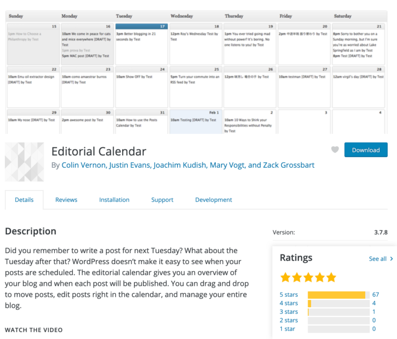 Editorial Calendar Plugin