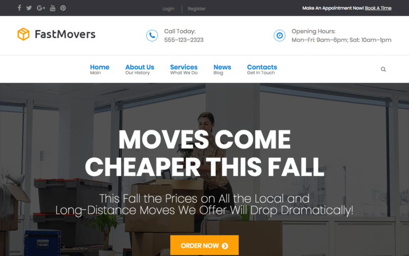 Fast Movers moving company WordPress theme