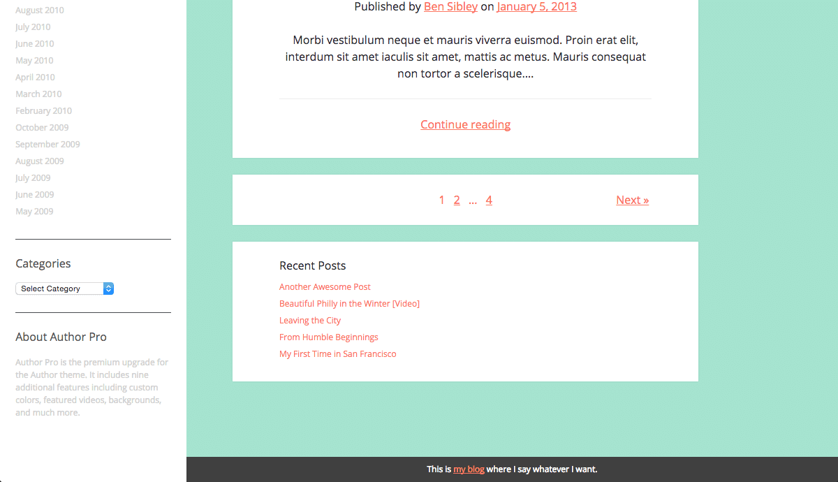 Custom footer text