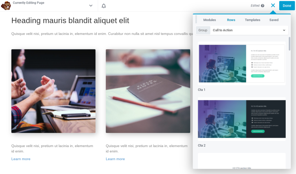 Adding a call-to-action with Beaver Builder