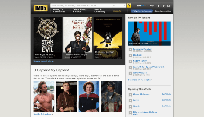 screenshot of IMDb