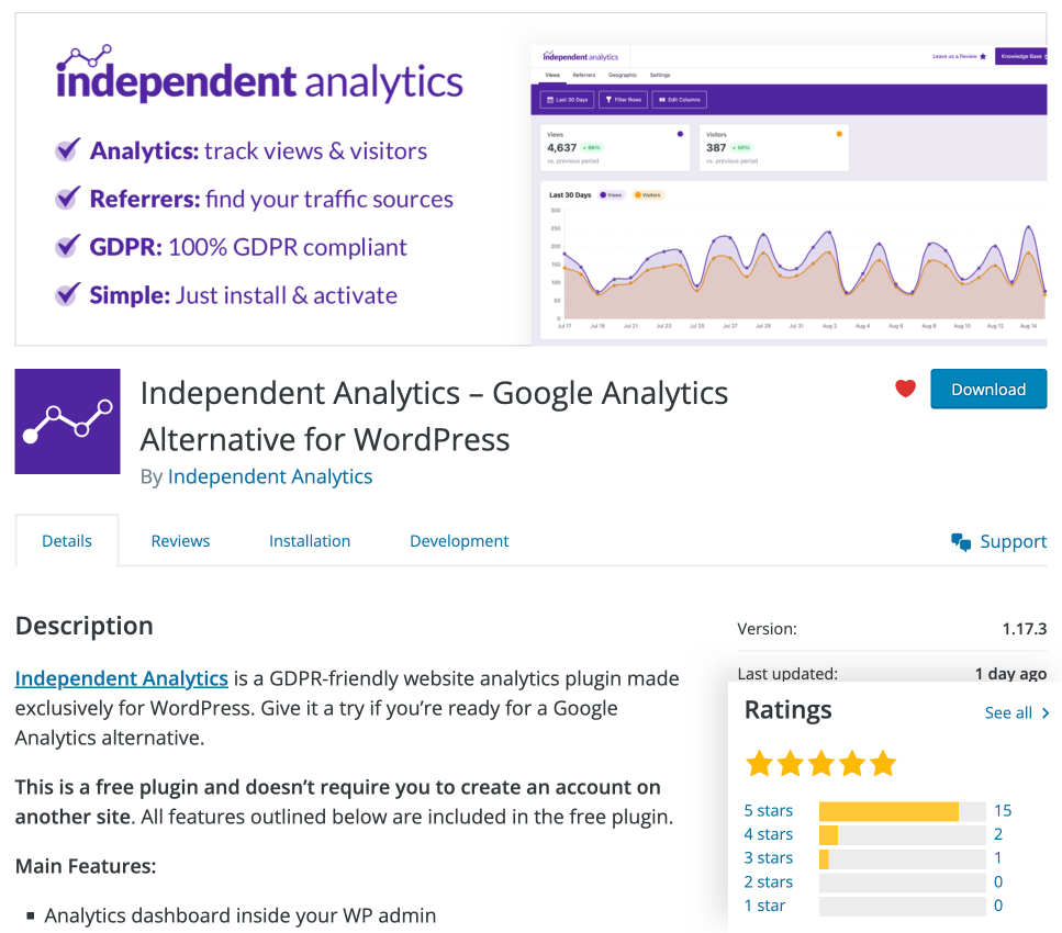 Independent Analytics plugin