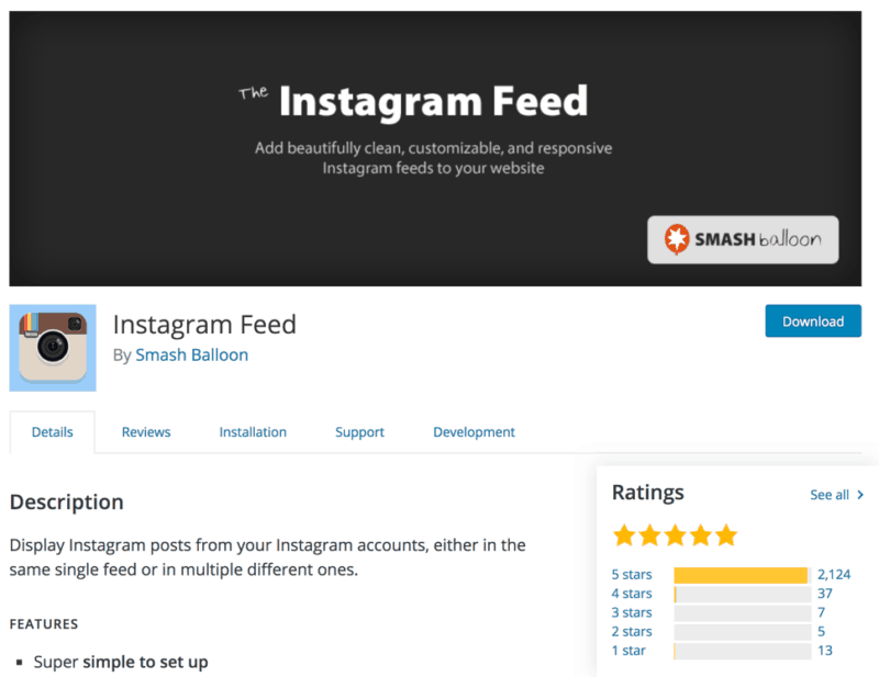 Instagram Feed free plugin