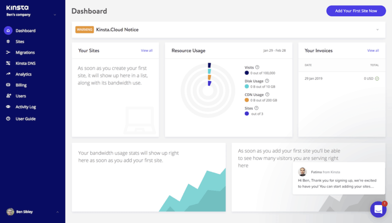 Kinsta Interface