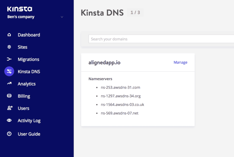 Kinsta Nameservers