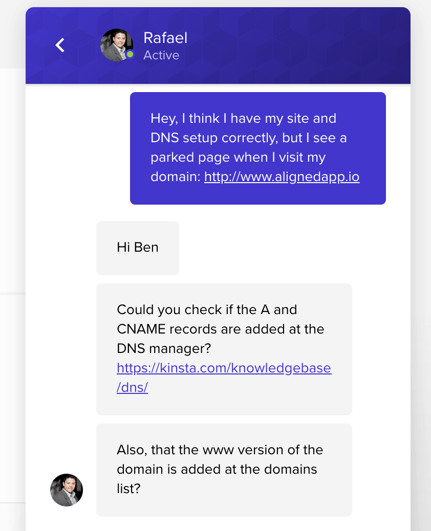 Kinsta Support Chat