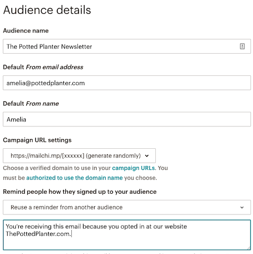 Mailchimp Audience Details