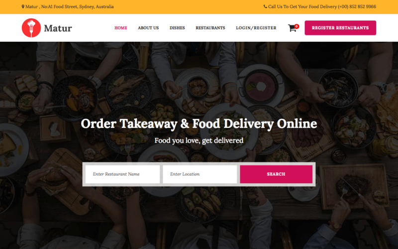 Matur food delivery service WordPress theme