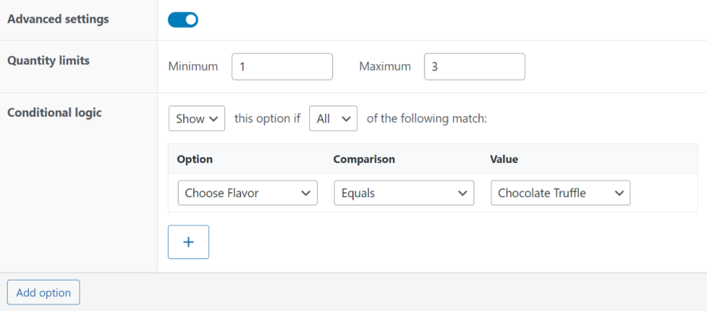 Minimum Maximum Quantities And Conditional Logic