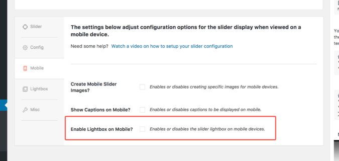 Setting for enabling lightboxes on mobile