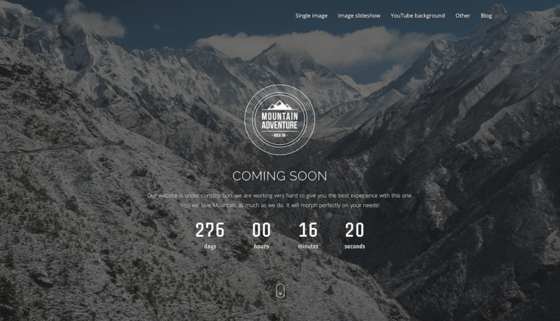 Mountain coming soon page theme