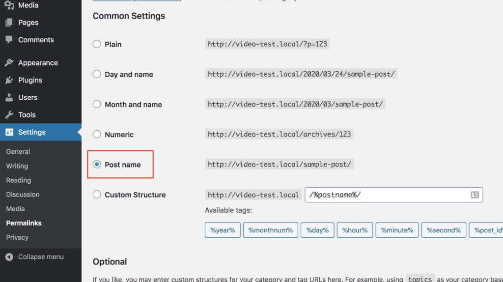 Permalink Settings