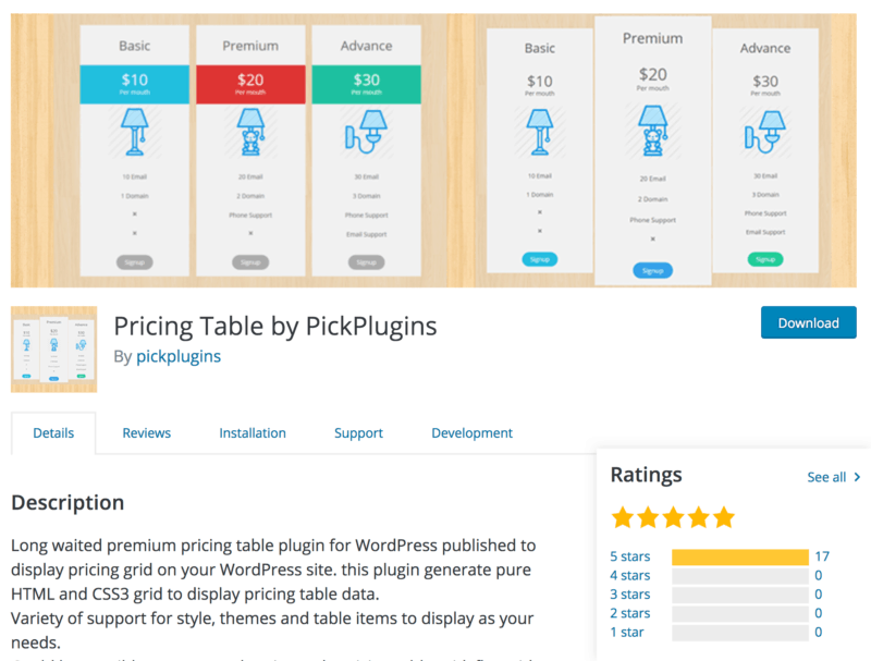 Pricing Table