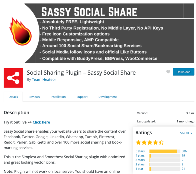 Sassy Social Share plugin