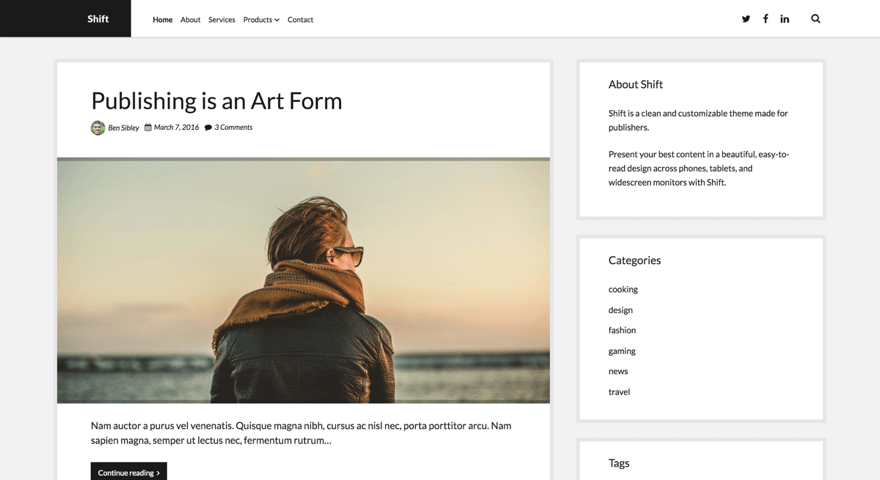 Shift WordPress theme