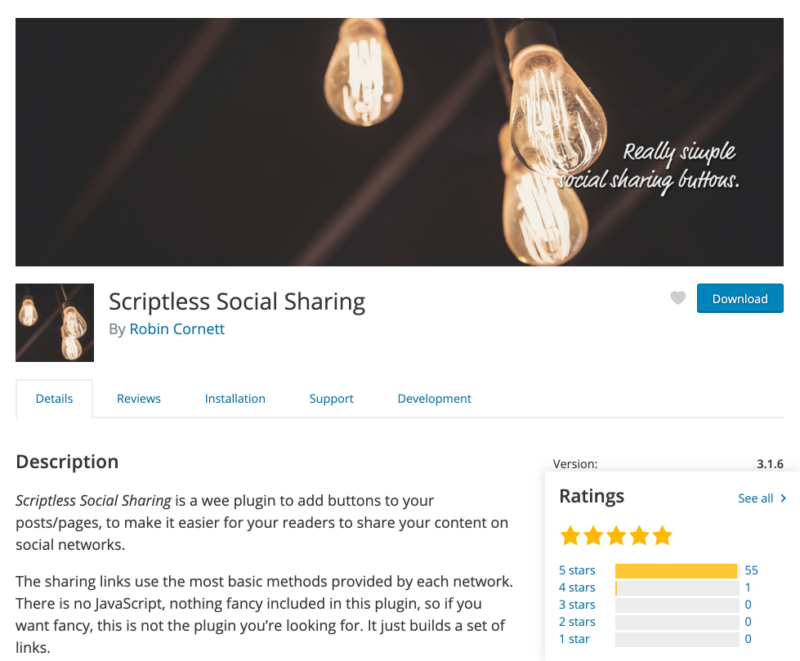 Scriptless Social Sharing plugin