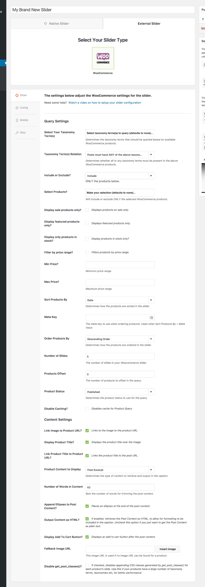 WooCommerce add-on settings