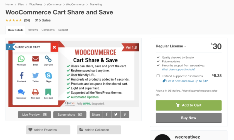 WooCommerce Cart Share & Save