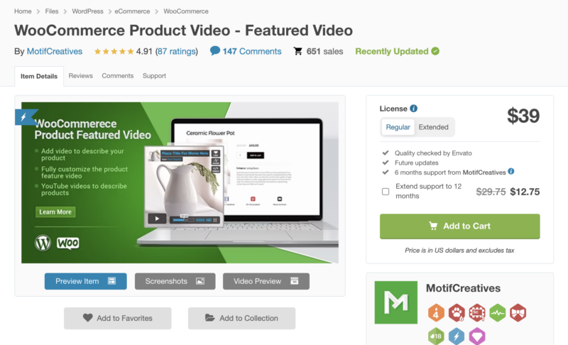 WooCommerce Product Video plugin