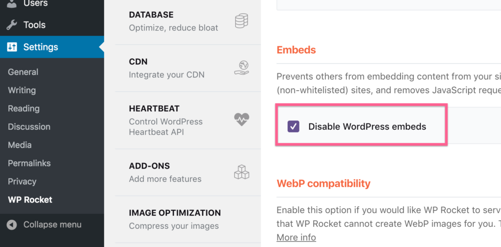 Wp Rocket Disable Embeds