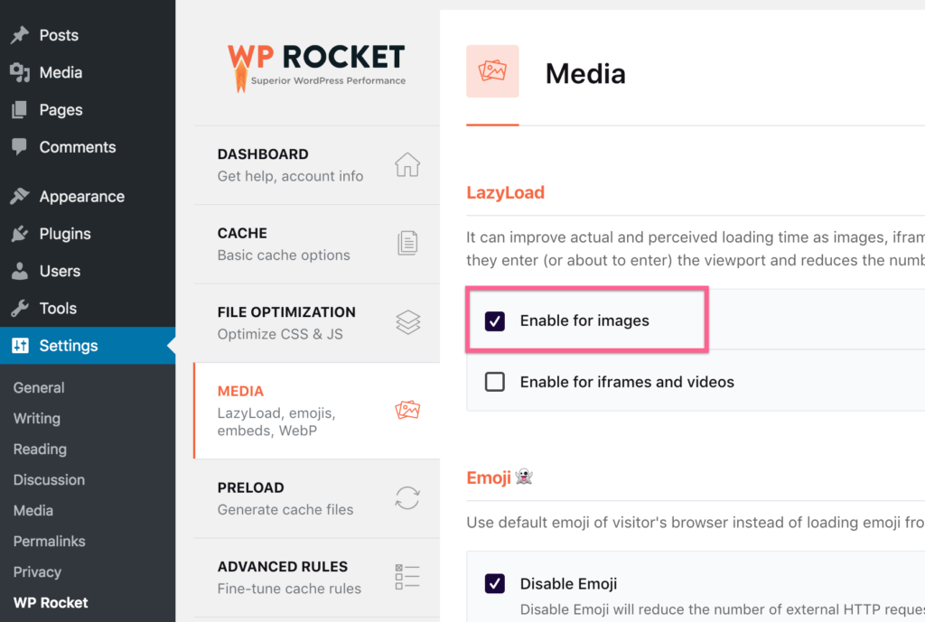 Wp Rocket Lazy Load Setting