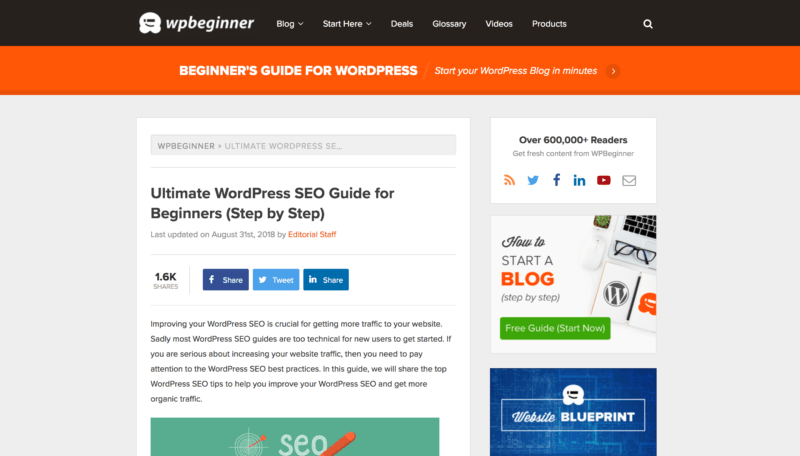 WPBeginner WordPress SEO tutorial