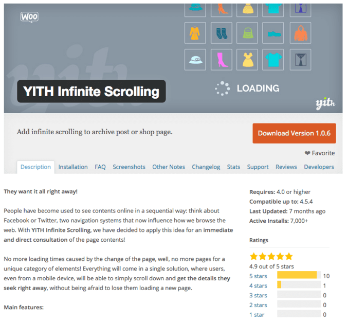 YITH Infinite Scrolling