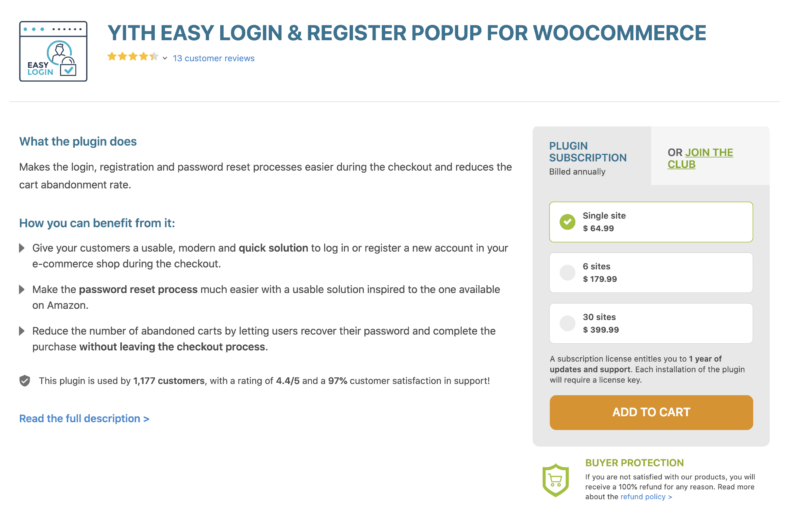 YITH Easy Login & Registration Popup for WooCommerce