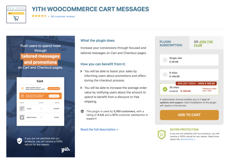 YITH WooCommerce Cart Messages