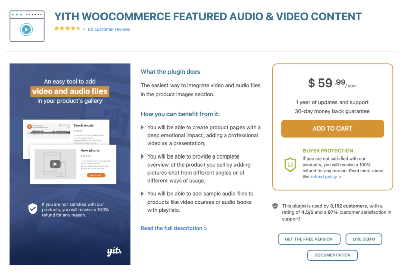 YITH WooCommerce Featured Audio & Video Content plugin